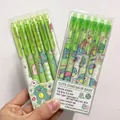 0.5mm erasable retractable gel pens featuring green cute dinosaur cartoon patterns - Cute Dinosaur 6Pcs/Box-Crystal Blue Ink