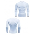 White long-sleeve compression t-shirt for athletic training with moisture-wicking fabric - White + White