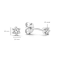 Detail view of 3.5mm square silver stud earrings showing 0.20 carat diamond dimensions - 925 Silver / Round Cut / 3.5mm