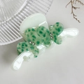 Elegant butterfly hair claw clip with green spotted pattern and crystal accents - 8cm / Green