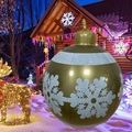 Inflatable gold Christmas ball with silver snowflake patterns and LED light - 80cm Zipper Bag (No Light) / Large Gold Snowflake