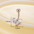 Silver stainless steel belly button ring with zircon heart pendant and dimensions - 1#-Silver Heart Zirconia (HSPJ0143)