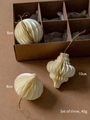 Set of 3 cream paper honeycomb ball ornaments with gold strings for Christmas decor - Cream White Special Shapes 3Pcs Set
