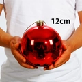 Große 12cm glänzende rote Weihnachtskugel in der Hand zur festlichen Baumdekoration - 1 Stück (12cm) / Glänzendes Rot