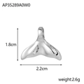 Golden stainless steel whale tail pendant necklace with high polished finish - Silver Whale Tail Pendant 1.8cm