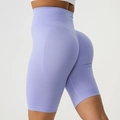 High-waisted seamless lilac yoga shorts with scrunch butt lifting effect for women - Light Purple