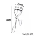 Silver stainless steel eyelash curler with black pad, size 10cm by 3.8cm, weight 21g - A5 Silver