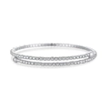Elegant s925 silver double-layered wrap bracelet featuring brilliant pavé zircons - Double Wrap Style (DY170017-S-W-WH) / 55mm / White Gold