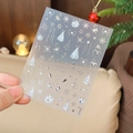 Silver Christmas nail stickers featuring snowflakes and snowman motifs on model YT4366 - YT4366si / Embossed Silver