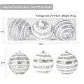 Set of three 8cm silver Christmas balls with glitter flakes and white velvet textures - 8cm / Silver