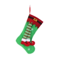 Chaussette de Noël en feutre vert avec jambes d'elfe et boucle pour décoration de cheminée - Style Jambe d'Elfe avec Haut Rouge (516A#)