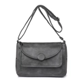 Bolso bandolera gris oscuro de cuero PU con textura granulada y hebilla redonda decorativa - Gris
