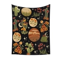 Detailed close-up of bohemian mushroom tapestry with desert cactus and snake pattern - 73X95CM / Cactus