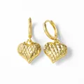 Elegantes pendientes de corazón bañados en oro de 18k con facetas geométricas - Estilo D-Corazón con Corte de Diamante