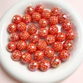 Orange UV plated acrylic checkered beads in a ceramic dish for DIY jewelry making - 16mm/Piece / Red