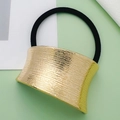Minimalist golden metal twist hair tie with black high-elastic band and textured finish - Style 15 (Gold Curved Hammered)