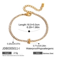Gold-plated 18K stainless steel tennis bracelet with sparkling zircon stones and extension chain - Letter I (JDB0305011-I)