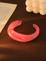 Pink marble textured resin open cuff bracelet with a thick geometric C-shape design - L157-4 Rose Red