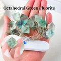 Natural octahedral green fluorite crystal string lights with battery box hand-held - Green Fluorite Octahedron String Light - 2m Square Switch