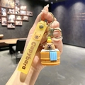 Cute Capybara keychain featuring a bathing character and a yellow silicone wrist strap - B241-4 Bathing