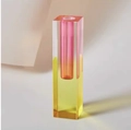 Modern acrylic rectangular vase with pink inner core and yellow gradient finish - Large Glossy Orange & Yellow