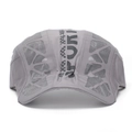 Close-up of grey quick-dry baseball cap featuring breathable mesh and SPORT logo - Grey Sport Logo Style (D1)