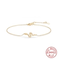 Pulsera minimalista de plata de ley 925 con forma de serpiente dorada y piedras de circonita - Estilo Serpiente Circonita Dorado