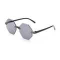 Kids rimless polygonal sunglasses with grey scalloped lenses and sleek black temples - Gray