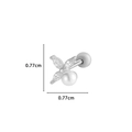 Silver flower stud earring with marquise cubic zirconia and central pearl design - 3# Silver