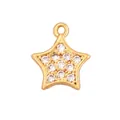 Miniature gold-plated star pendant with white rhinestones and dimensions for jewelry DIY - Pentagram Charm / M602460-Gold