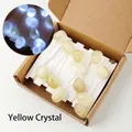 Natural citrine crystal string light with raw stones in a brown kraft paper gift box - Citrine Tumbled Stones String Light - 2m Flat Switch
