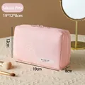 Sakura pink hanging toiletry bag with double zippers and makeup beauty label, 19x12x8cm - Cherry Blossom Pink (Portable)
