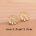 18k gold plated vintage flower stud earring components for DIY jewelry, 1.5cm size - Golden Flower Style (M60001)