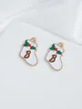 Macro view of white enamel Christmas stocking charms with holly leaves and letter B - Letter B Sock (21)