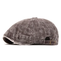 Berretto newsboy in velluto a coste grigio-marrone con fibbia in metallo vintage e coste - Grigio