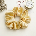 Satin champagne gold scrunchie made of high-gloss fabric with oversized pleats - Large Apricot Yellow