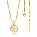 Collier en acier inoxydable plaqué or 18 carats avec pendentif en nacre et lettre U - Plaqué Or 18K / Or - Lettre U