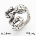 Hip hop vintage silver-colored coiled snake ring with green stone eyes and scales - US 8 / Style I Steel Open(KR106347-KJX)