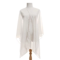 Lightweight white sheer chiffon shawl featuring elegant pearl button closures - White