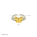 Detailed view of bicolor butterfly ring showing 21mm width and weight specifications - Adjustable Open / Style F Butterfly (Two-Tone)