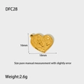 Detail view of a 16x18mm heart pendant in gold-plated steel featuring a mother and child - Mother and Child Heart (DFC28)