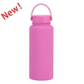 Pink matte stainless steel insulated water bottle with handle sports cap in 32oz - Rose Red
