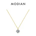 Elegant 18K gold plated S925 sterling silver necklace featuring a round solitaire diamond - 925 Silver / Gold