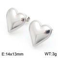 Orecchini a lobo a cuore in acciaio inossidabile argento, misura 14x13mm e peso di 3g - 14x13mm / Acciaio (KE111053-KFC)