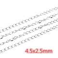 Silver stainless steel chain links 4.5x2.5mm for DIY jewelry making and necklaces - CH-28 (4.5x2.5mm) / Steel