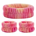 Set fascia e polsini in peluche tie-dye rosa e giallo per il lavaggio del viso - Set da 3 Pezzi Colorato Rosa Rosé (136#)