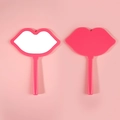 Cute pink lip-shaped handheld makeup mirror with ergonomic handle and smooth finish - 12*16 Rose Red