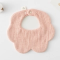 Pink petal-shaped cotton gauze baby bib with 100% cotton label and snap closure - Gauze Flower Scarf - Cherry Blossom Pink