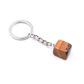 Natural agate crystal cube keychain with yellow-brown and black stone pattern - Jasper