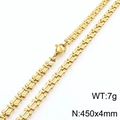 18k gold plated titanium steel watchband chain necklace with hollow square design - Gold Color Necklace 45cm (KN289994-Z)